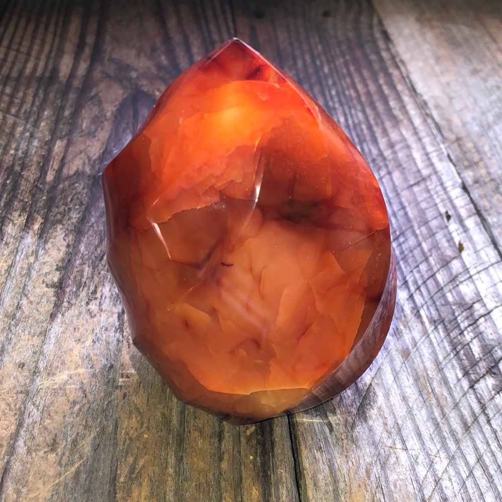 5 Inch Large Carnelian Flame Display Piece w/ Dark & Light Inclusions